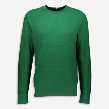 Green Textured Knit Jumper - Image 1 - please select to enlarge image