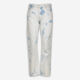 White & Blue Patterned Straight Denim Jeans - Image 2 - please select to enlarge image