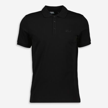 Black Logo Polo Shirt  - Image 1 - please select to enlarge image