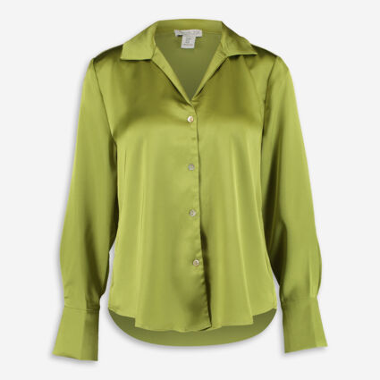 Green Satin Long Sleeve Shirt - TK Maxx UK