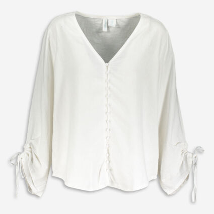 White Linen Blend Top - Image 1 - please select to enlarge image
