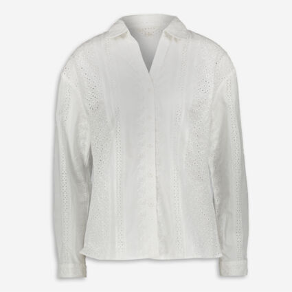 White Embroidered Lace Blouse - Image 1 - please select to enlarge image