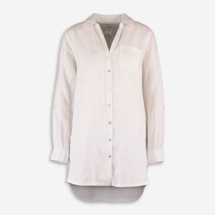 White Pure Linen Shirt - Image 1 - please select to enlarge image