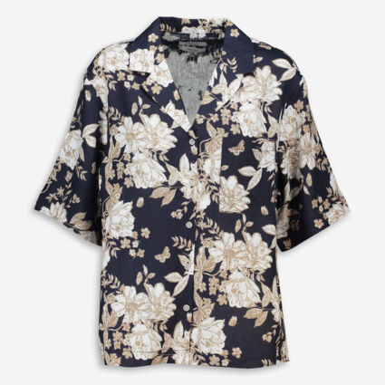 Black & White Floral Print Shirt - Image 1 - please select to enlarge image