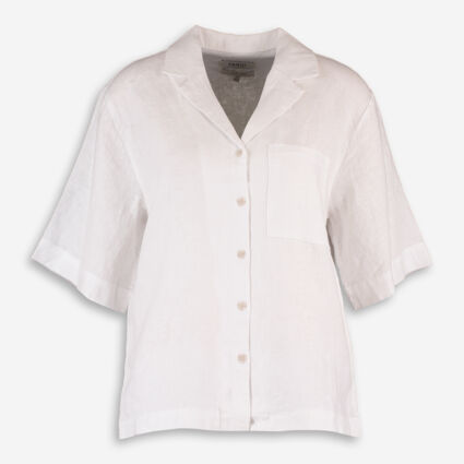White Linen Bowling Shirt  - Image 1 - please select to enlarge image