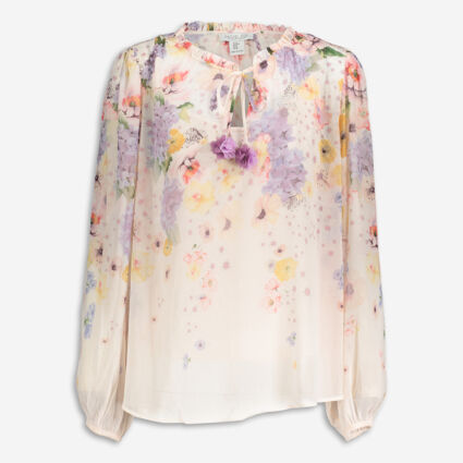 Pink Floral Blouse - Image 1 - please select to enlarge image