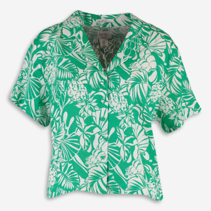 Green & White Shell Linen Shirt - Image 1 - please select to enlarge image
