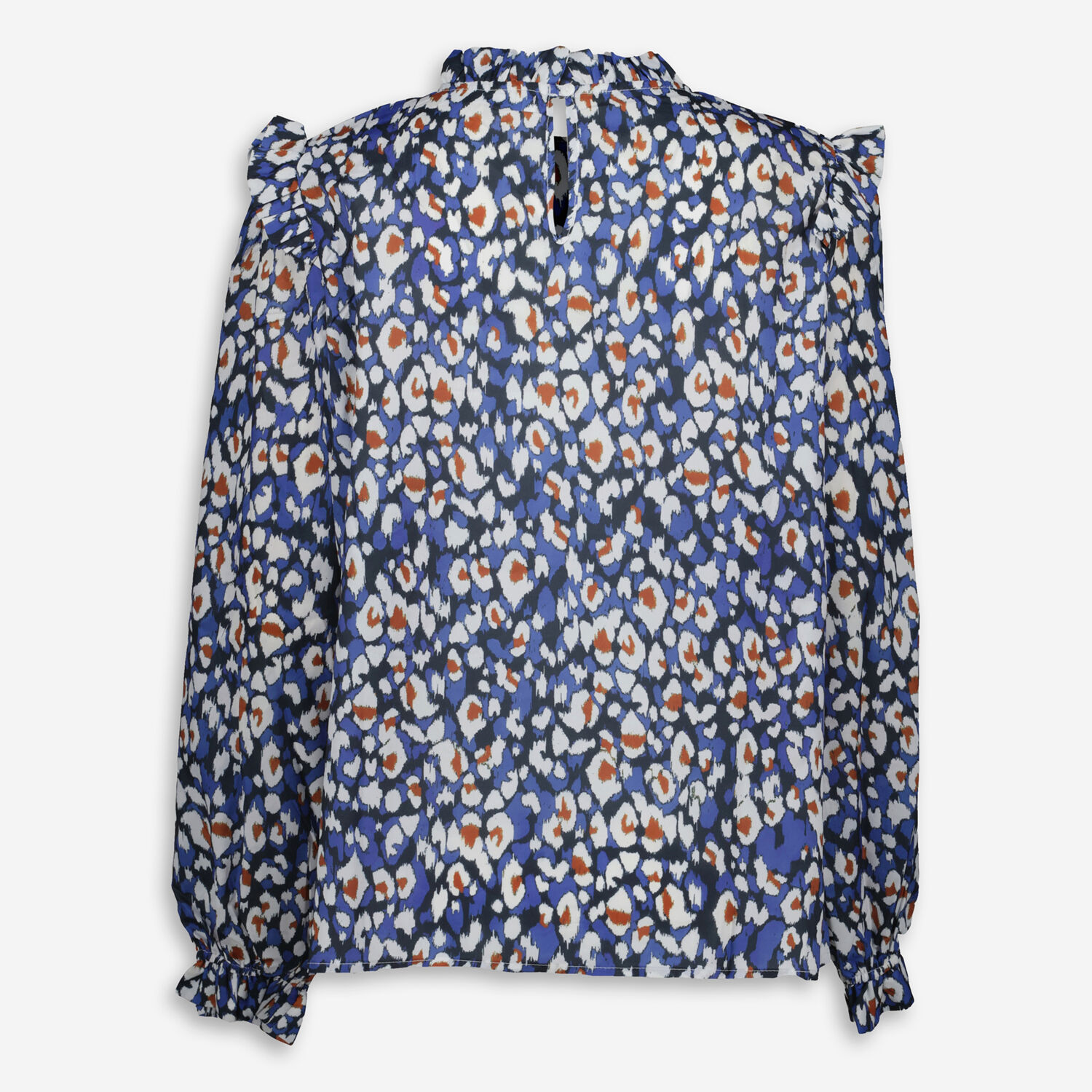 Blue Leopard Ruffle Blouse - TK Maxx UK