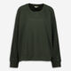 Dark Green Studded Sleeve Sweatshirt  - Image 1 - please select to enlarge image