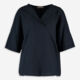Navy Polo Neck Linen Blend Blouse - Image 1 - please select to enlarge image