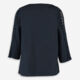 Navy Embroidered Sleeve Linen Blend Blouse - Image 2 - please select to enlarge image