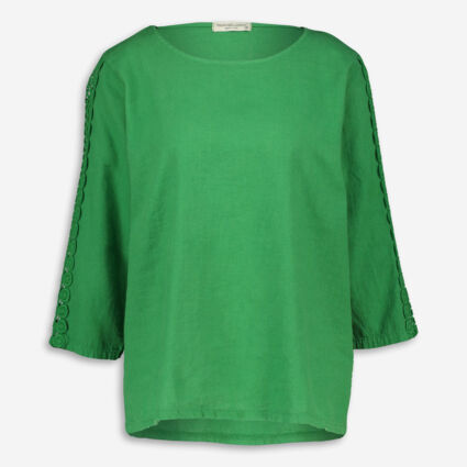 Green Linen Menta Top - Image 1 - please select to enlarge image