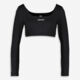 Black Cropped Long Sleeve Top - Image 1 - please select to enlarge image