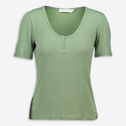 Green Button Neck Top - Image 1 - please select to enlarge image