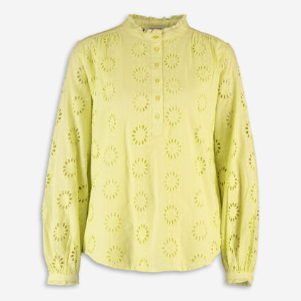 Lime Embroidered Daisy Shirt  - Image 1 - please select to enlarge image