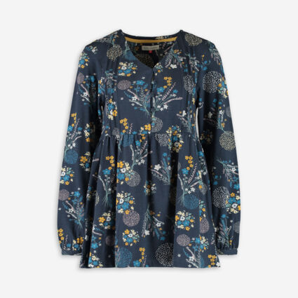 Blue Floral Long Sleeve Top    - Image 1 - please select to enlarge image