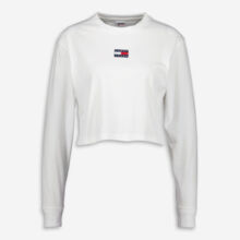 White Branded Crop Sweatshirt
