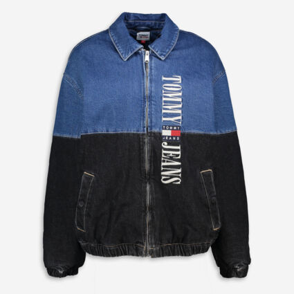 Blue & Black Denim Logo Bomber Jacket  - Image 1 - please select to enlarge image