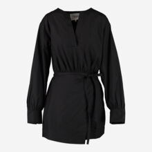 Black Wrap Skirt Detail Mini Dress