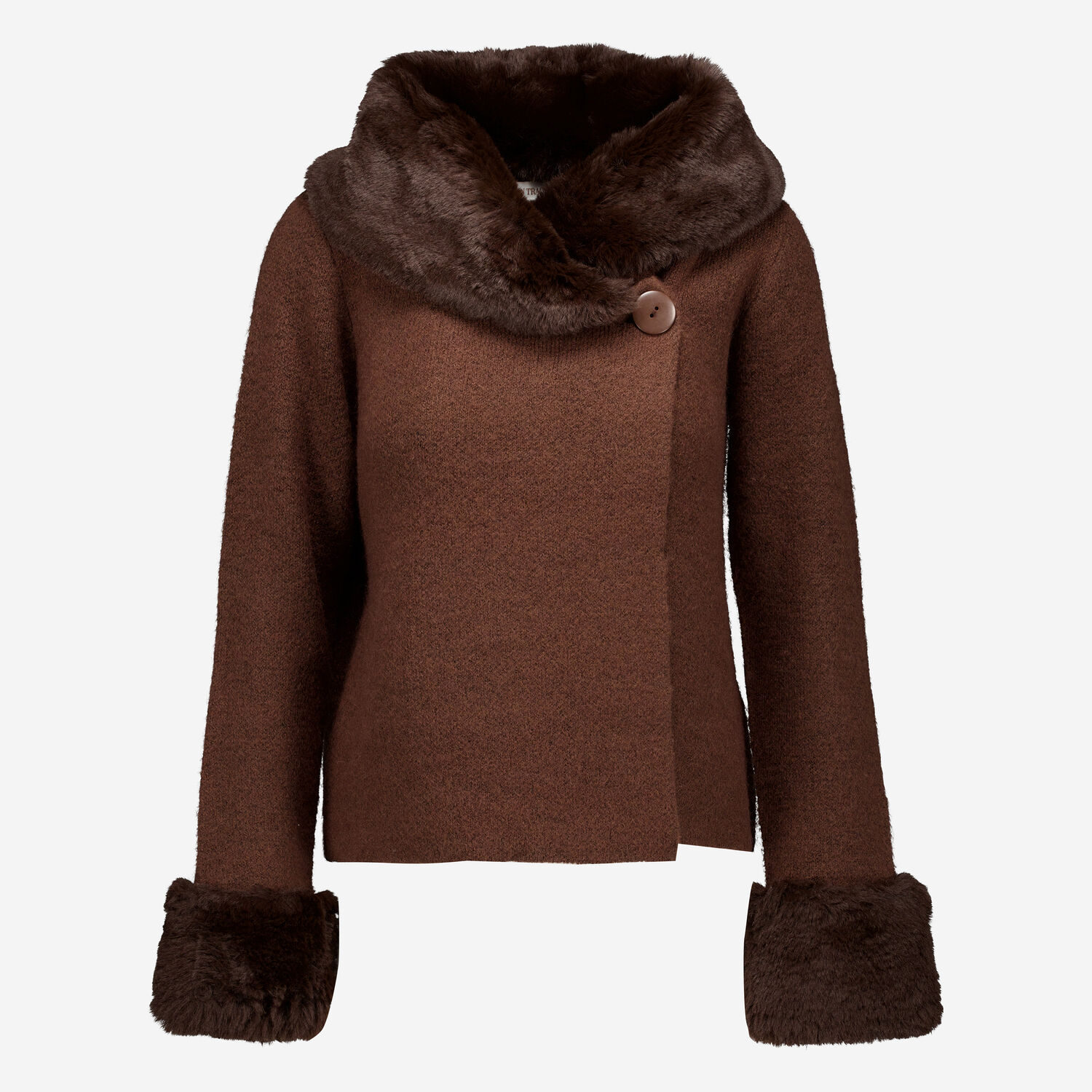 Coffee Faux Fur Cuff Jumper TK Maxx UK - Main Image
