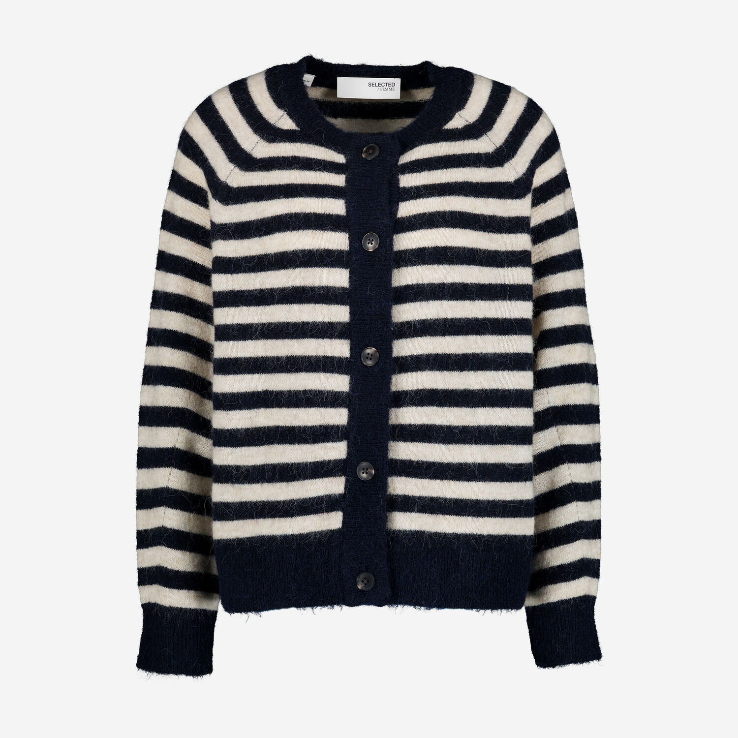 Navy Cream Wool Stripe Knit Cardigan TK Maxx UK - Main Image