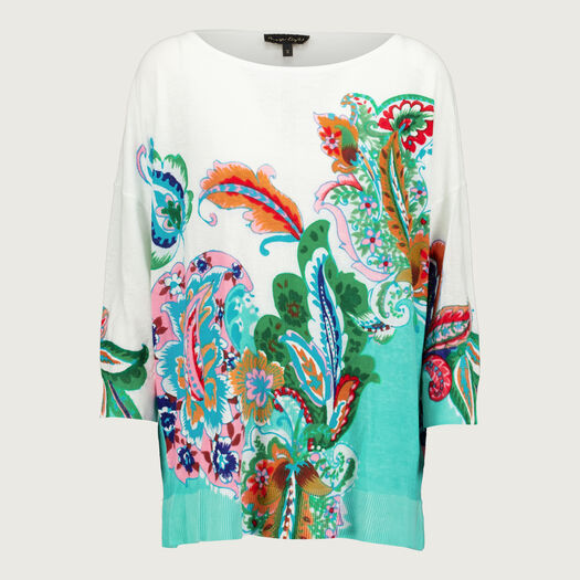 Phase Eight White & Multicolour Paisley Knit Jumper