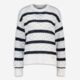 White & Navy Stripe Pointelle Jumper - Image 1 - please select to enlarge image