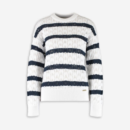 Navy & White Striped Jumper - Image 1 - please select to enlarge image