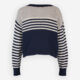 Navy & White Crop Knit Cardigan - Image 2 - please select to enlarge image