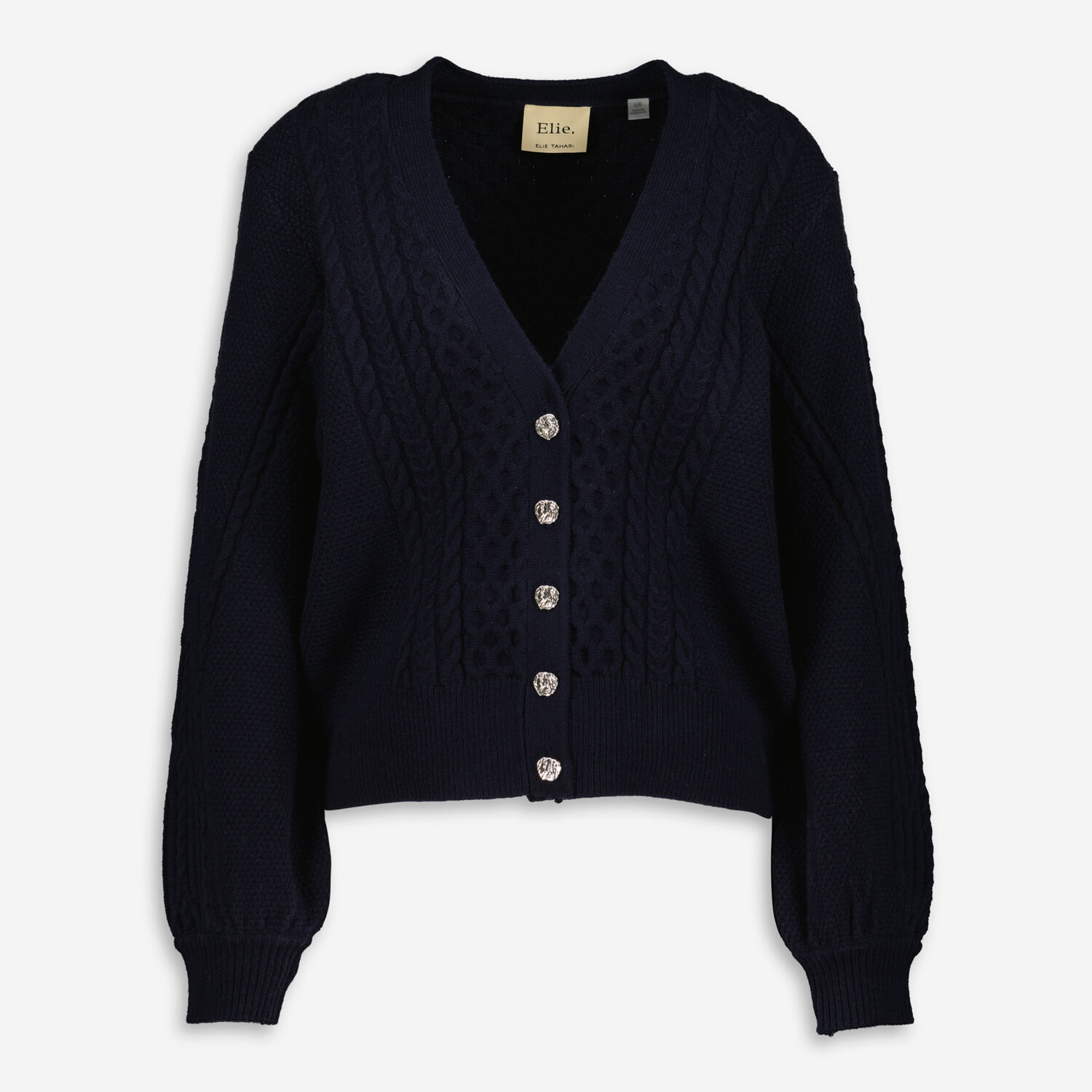 CABLE KNIT CARDIGAN - Navy blue