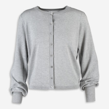 Grey Button Knit Cardigan - Image 1 - please select to enlarge image