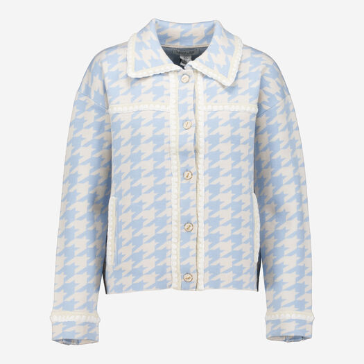 Cream & Blue Houndstooth Jacket - Image 1 - please select to enlarge image
