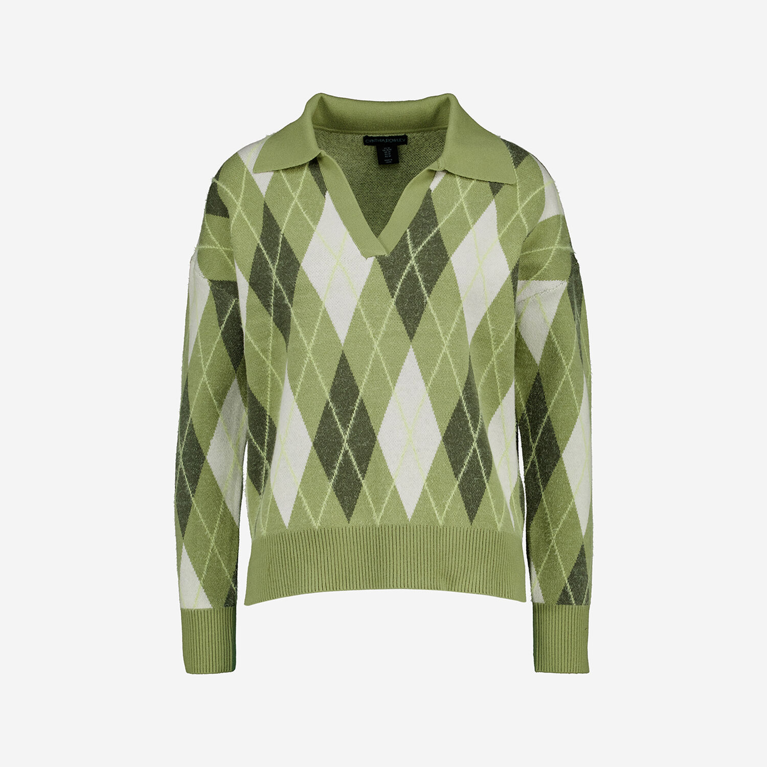Green White Diamond Knit Jumper TK Maxx UK - Main Image