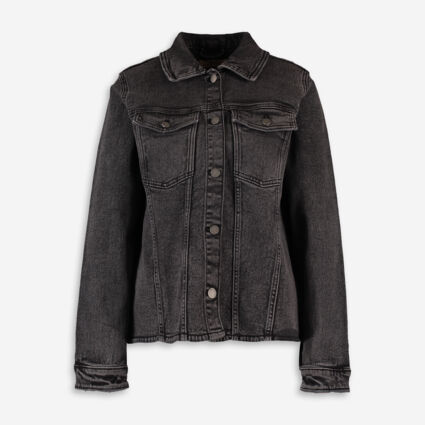 Grey Branded Denim Jacket - Image 1 - please select to enlarge image