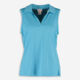 Blue Mesh Trimmed Sleeveless Polo Top  - Image 1 - please select to enlarge image