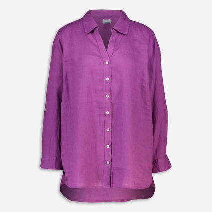 Purple Linen Basic Shirt - Image 1 - please select to enlarge image