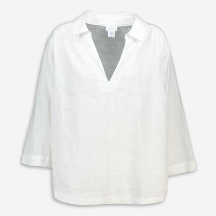 White Linen Tunic Top - Image 1 - please select to enlarge image