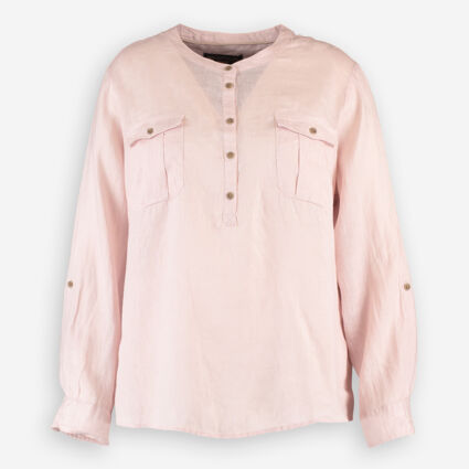 Pink Grandad Linen Shirt - Image 1 - please select to enlarge image