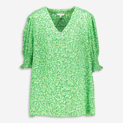 Green Floral Blouse - Image 1 - please select to enlarge image