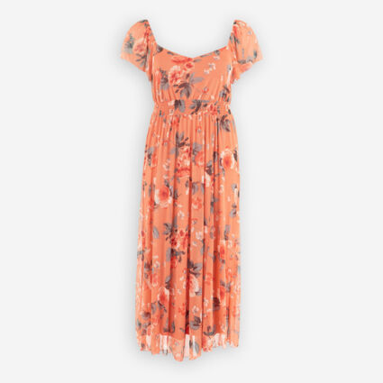 Peach Floral Sweetheart Maxi Dress - Image 1 - please select to enlarge image