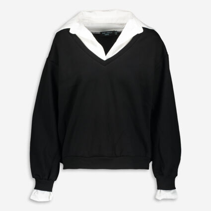 Black & White V Neck Sweatshirt - Image 1 - please select to enlarge image
