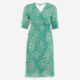 Green Pleated Leopard Midi Dress - Image 1 - please select to enlarge image