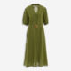 Green Belted Button Front Dress - Image 1 - please select to enlarge image