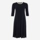 Black Midi Contrasting Neck Dress - Image 1 - please select to enlarge image