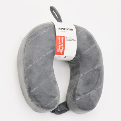Grey Memory Foam Travel Pillow - Image 1 - please select to enlarge image