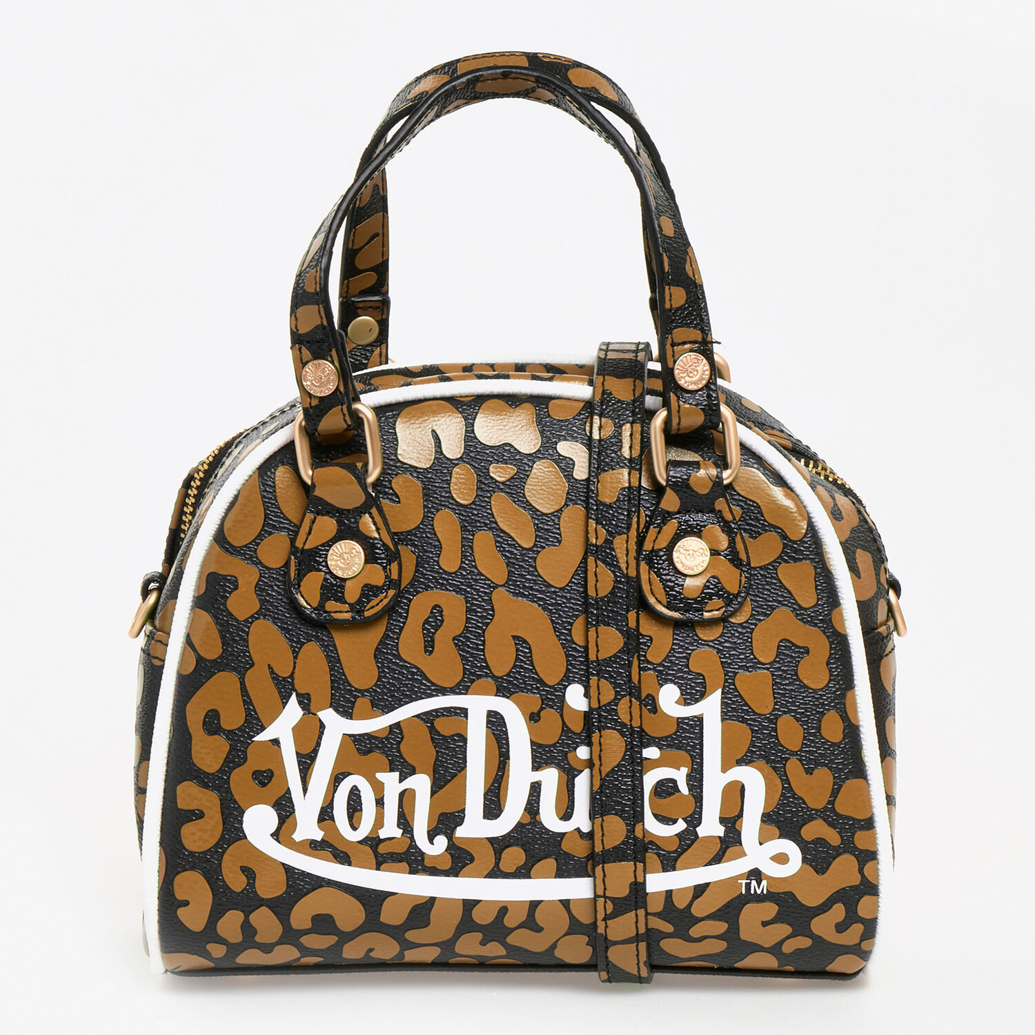 Von Dutch Mini Bowler Bag Orange Cheetah Spot Bowling Bag TK Maxx UK