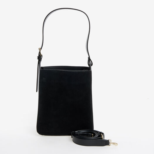 Noir Suede Cross Body Bag  - Image 1 - please select to enlarge image