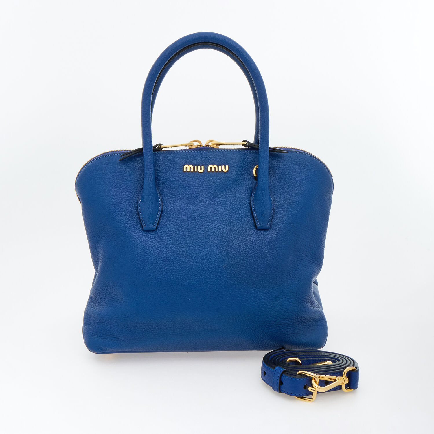 Blue Pre-Loved Leather Madras Bag TK Maxx UK