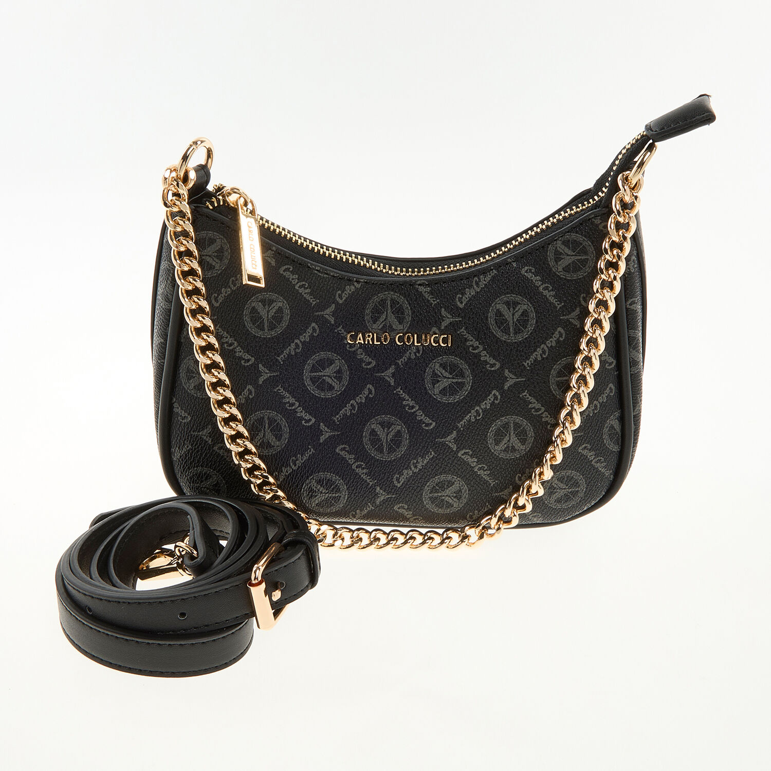 Schwarze Umhängetasche mit grauem Logomuster TK Maxx de