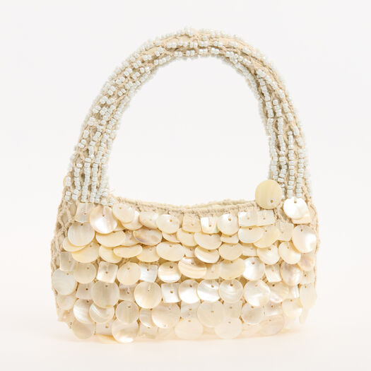 Cream Shell Disc Beaded Handbag - TK Maxx UK